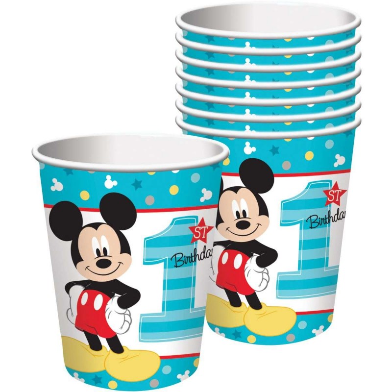 Mickey Mouse 1st Birthday Paper Cups (Pack of 8) | Mickey Mouse 1st Birthday