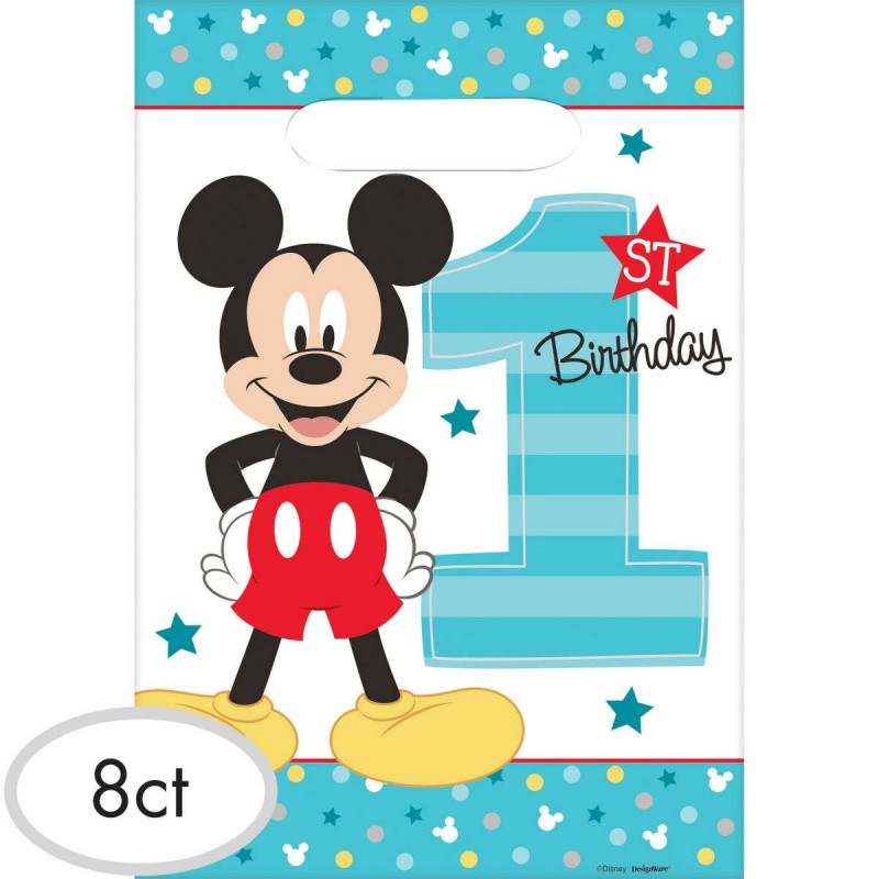 Mickey Mouse 1st Birthday Loot Bags (Pack of 8) | Mickey Mouse 1st Birthday