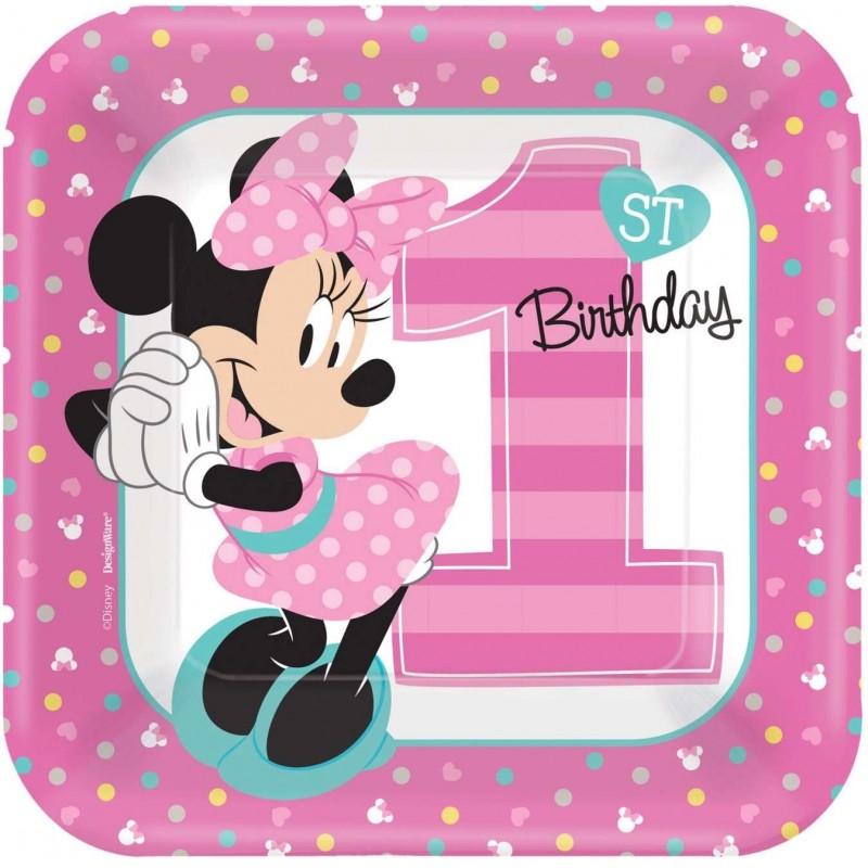 Minnie Mouse 1st Birthday Small Plates Pack Of 8 Who Wants 2