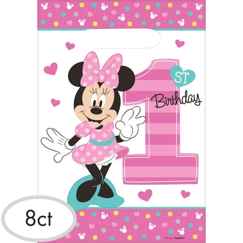 Minnie Mouse 1st Birthday Loot Bags (Pack of 8) | Minnie Mouse 1st Birthday