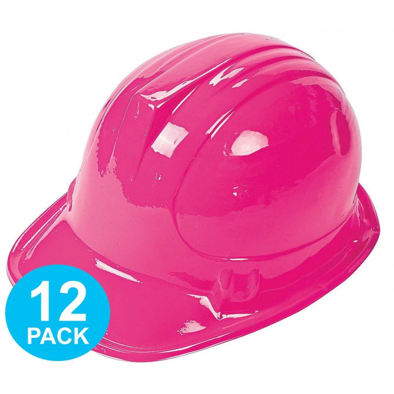Construction Pink Plastic Hats (Pack of 12) | Discontinued
