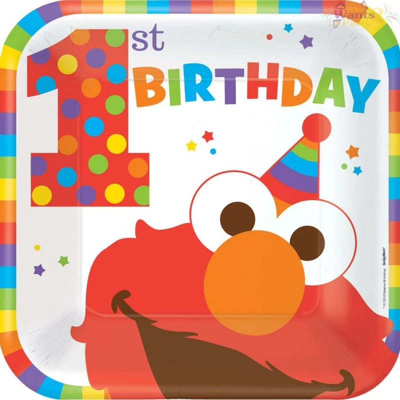 Elmo 1st Birthday Large Plates (Pack of 8) | Discontinued