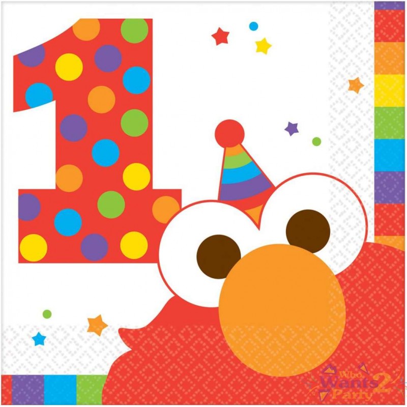Elmo 1st Birthday Small Napkins (Pack of 16) | Sesame Street 1st Birthday