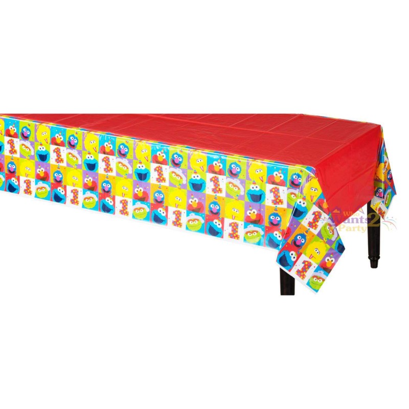 Elmo 1st Birthday Plastic Tablecloth | Sesame Street 1st Birthday