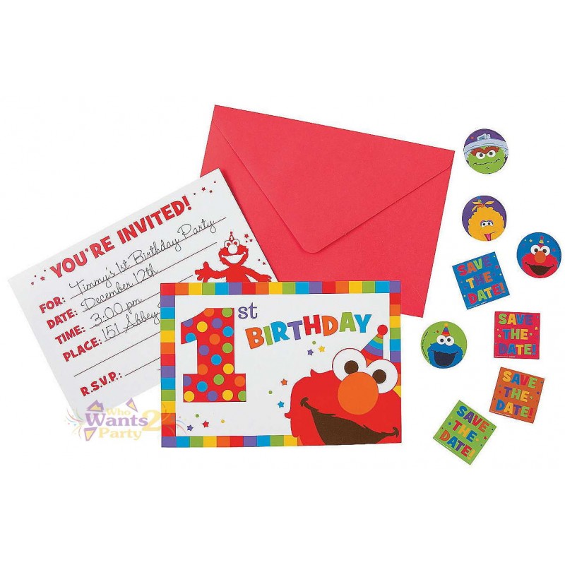 Elmo 1st Birthday Party Invitations Pack Of 8 Elmo Party Supplies