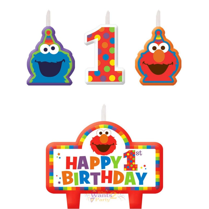 Elmo 1st Birthday Candles (Set of 4) | Sesame Street 1st Birthday
