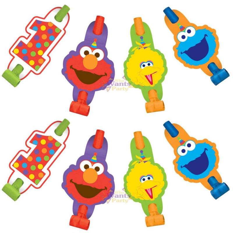 Elmo 1st Birthday Party Blowers (Pack of 8) | Sesame Street 1st Birthday