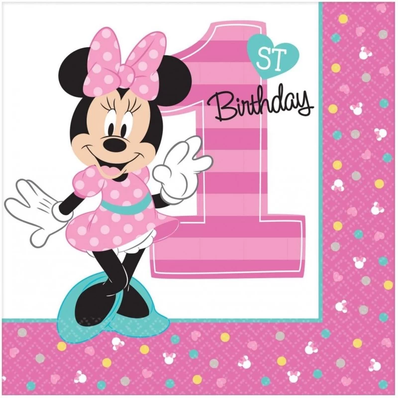 Minnie Mouse 1st Birthday Large Napkins (Pack of 16) | Minnie Mouse 1st Birthday