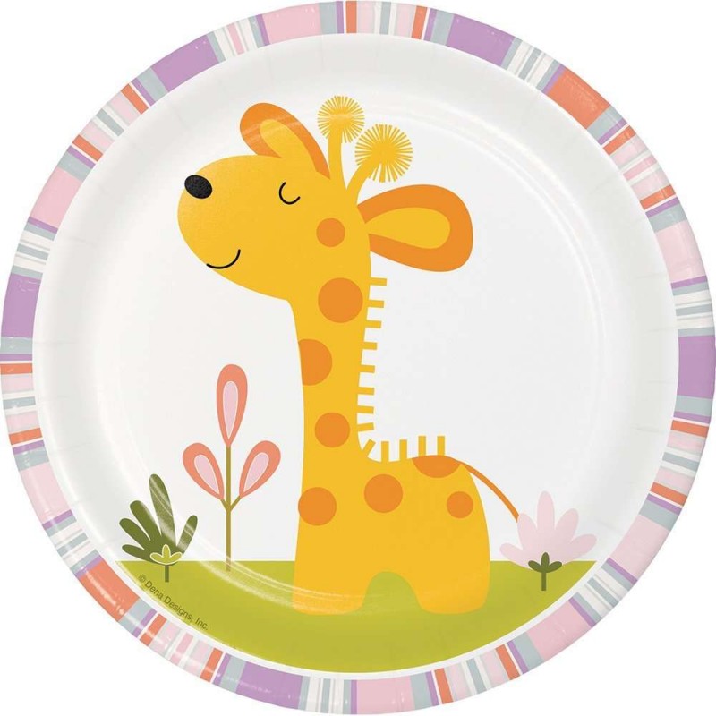 Happy Jungle Giraffe Small Plates (Pack of 8) | Jungle Baby Shower