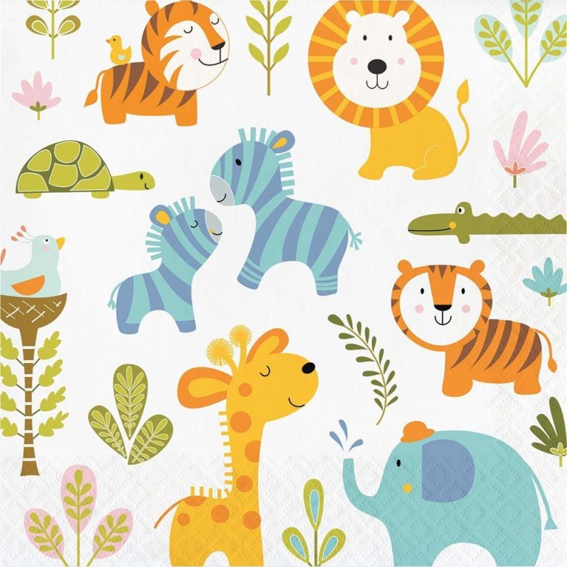 Happy Jungle Large Napkins (Pack of 16) | Jungle Baby Shower
