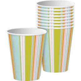 Happy Jungle Pastel Stripes Cups (Pack of 8) | Jungle Baby Shower