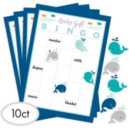Blue Baby Whale Baby Shower Bingo Game | Blue Baby Whale