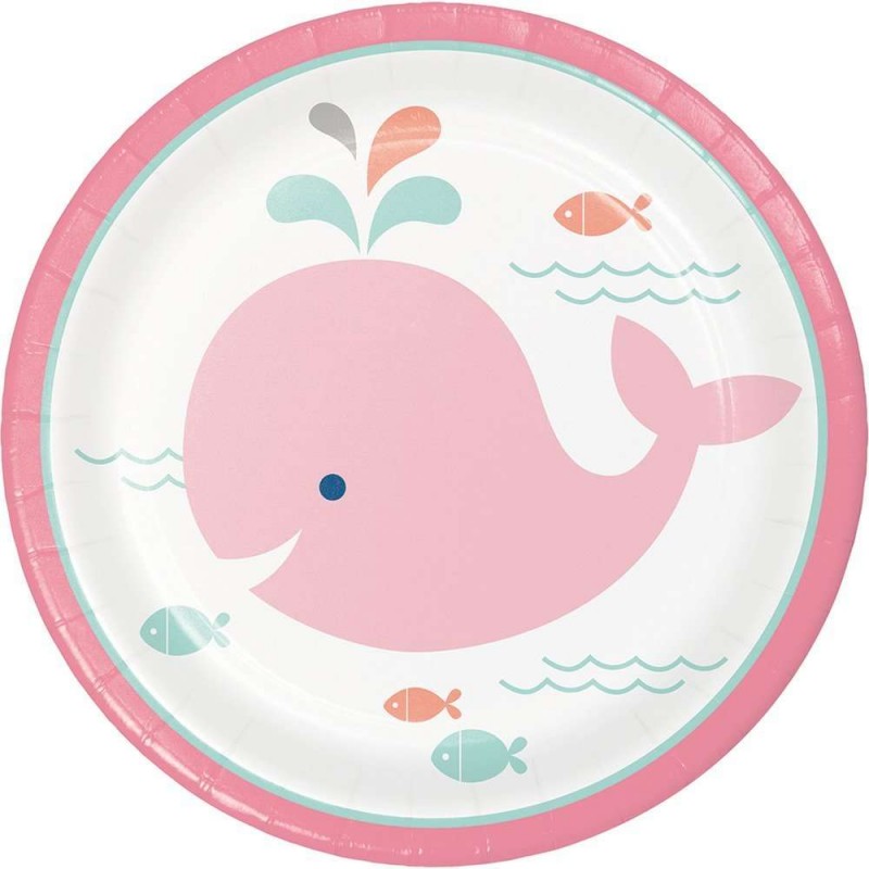 Pink Baby Whale Small Plates (Pack of 8) | Pink Baby Whale