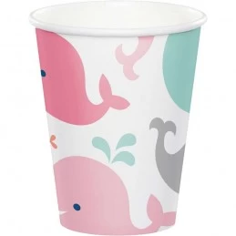 Pink Baby Whale Paper Cups (Pack of 8) | Pink Baby Whale