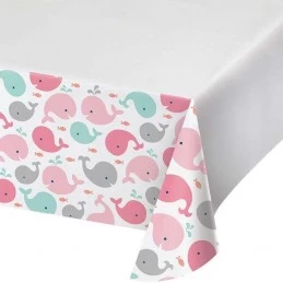 Pink Baby Whale Plastic Tablecloth | Pink Baby Whale
