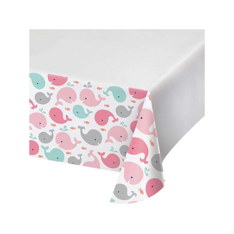Pink Baby Whale Plastic Tablecloth | Pink Baby Whale