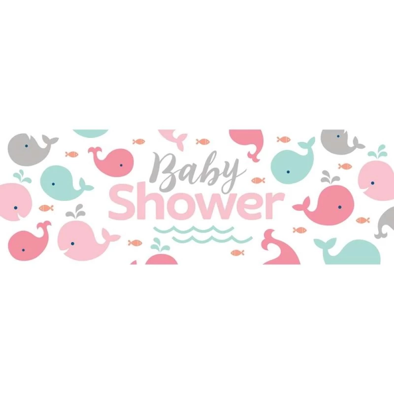 Pink Baby Whale Baby Shower Giant Banner | Pink Baby Whale
