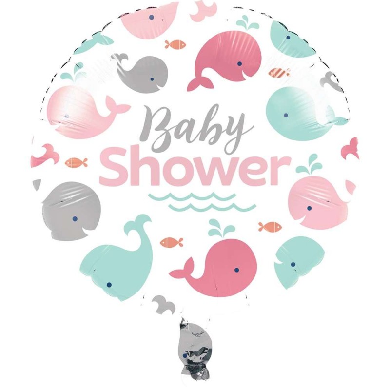 Pink Baby Whale Baby Shower Foil Balloon | Pink Baby Whale