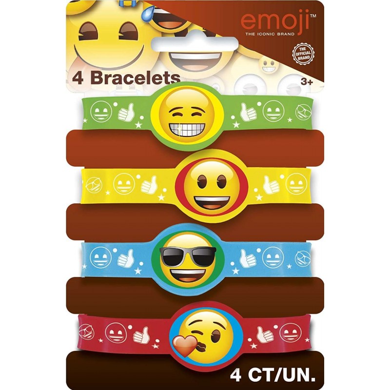 Emoji Rubber Wristbands (Pack of 4) | Emoji Party Supplies