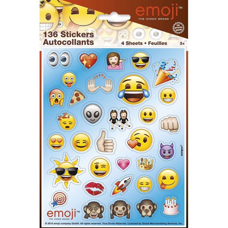 Emoji Stickers (Set of 136) | Emoji Party Supplies