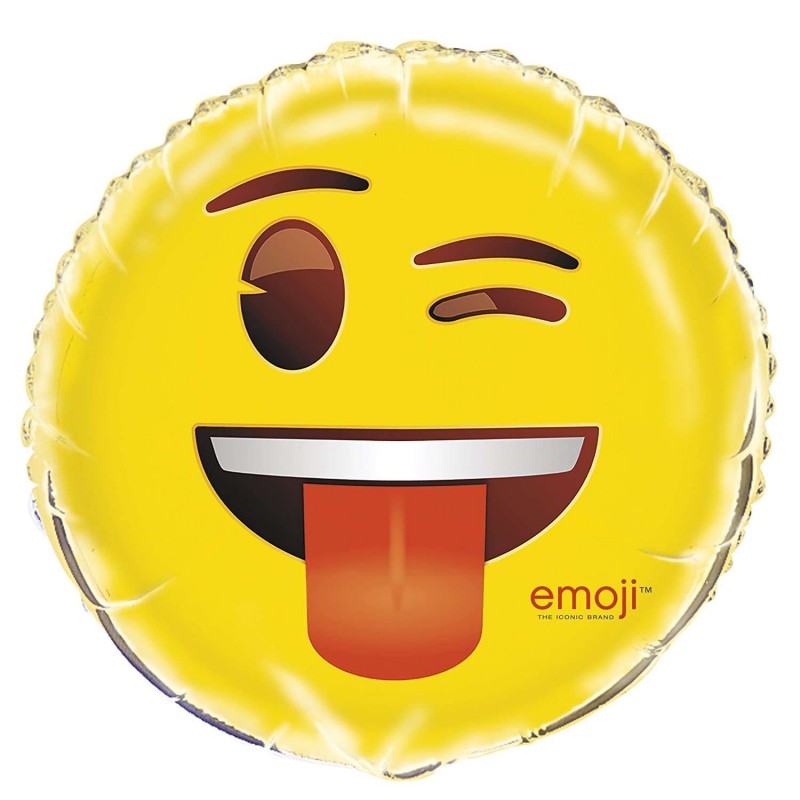 Emoji Wink Smiley Face Foil Balloon | Emoji Party Supplies