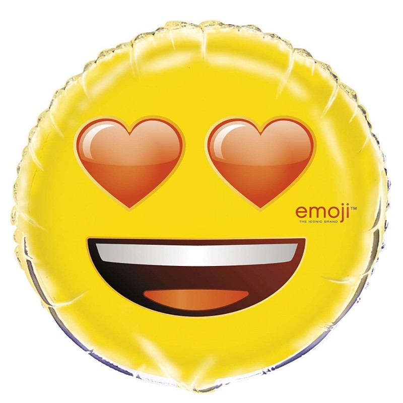 Emoji Heart Eyes Smiley Face Foil Balloon | Emoji Party Supplies
