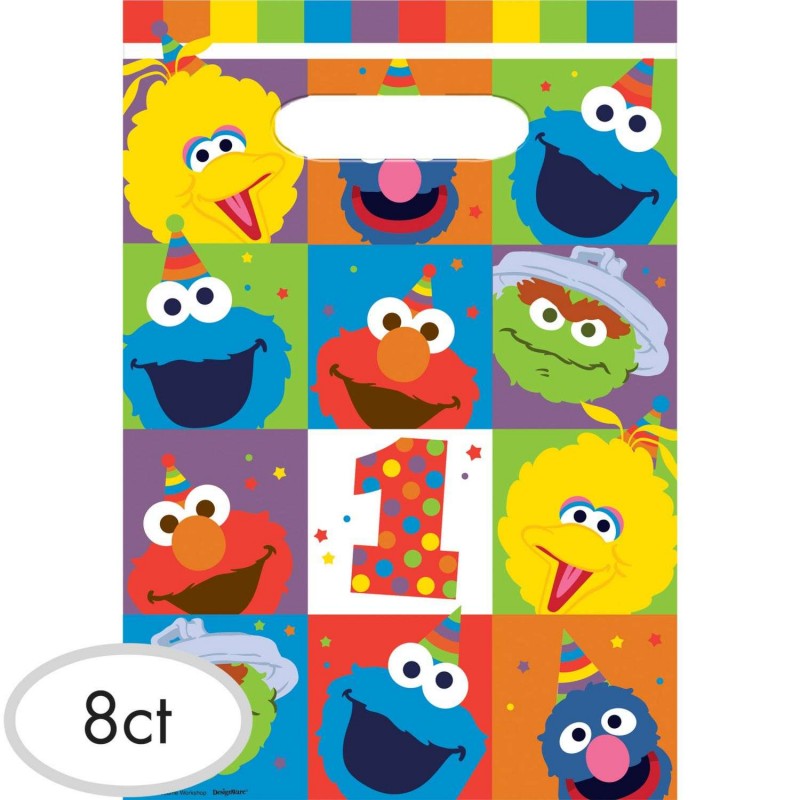 Elmo 1st Birthday Loot Bags (Pack of 8) | Sesame Street 1st Birthday