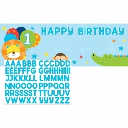 Boys Jungle 1st Birthday Party Plastic Banner | Boys Jungle 1st Birthday Party Supplies