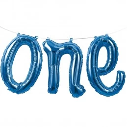 Blue 1st Birthday One Foil Letter Balloon Banner | Letter Balloons Party Supplies