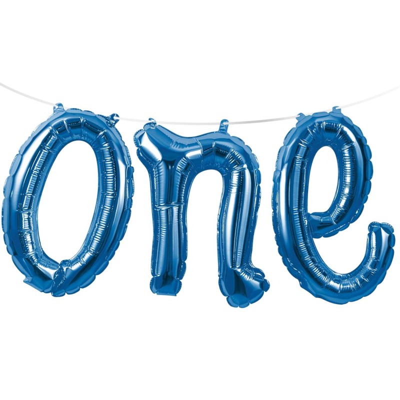 Blue 1st Birthday One Foil Letter Balloon Banner Blue 1st Birthday One Foil Letter Balloon Banner