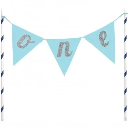 1st Birthday Blue One Glitter Cake Topper | Decorations Party Supplies