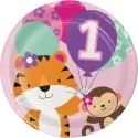 Girls Jungle 1st Birthday Large Plates (Pack of 8)