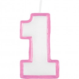 Pink Outline Number 1 Birthday Candle | Candles Party Supplies