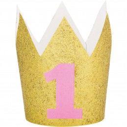 1st Birthday Pink One Glitter Mini Crown | Decorations Party Supplies