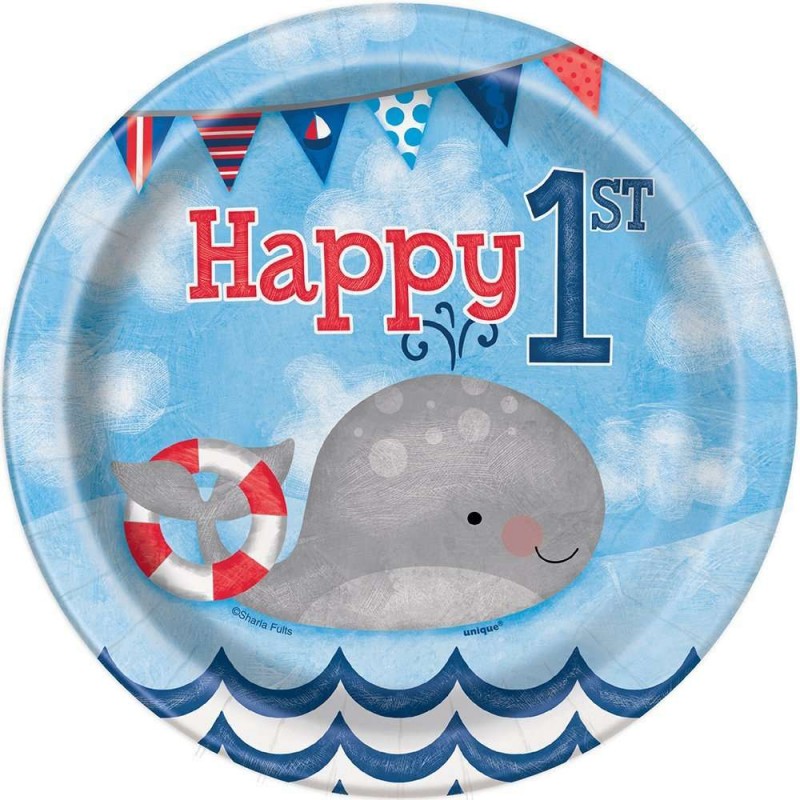 Nautical 1st Birthday Small Plates (Pack of 8) | Nautical 1st Birthday Party Supplies