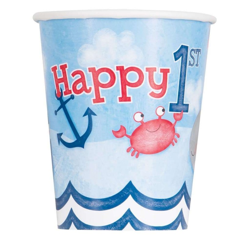 Nautical 1st Birthday Paper Cups (Pack of 8) | Nautical 1st Birthday Party Supplies