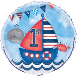 Nautical 1st Birthday Foil Balloon | Nautical 1st Birthday Party Supplies
