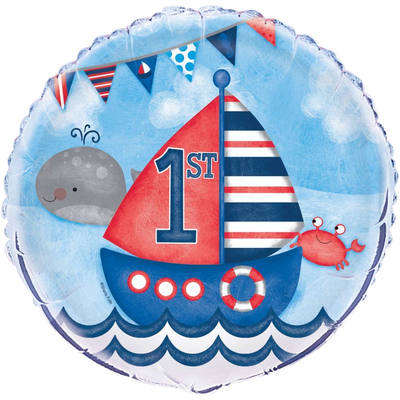 Nautical 1st Birthday Foil Balloon | Nautical 1st Birthday Party Supplies