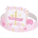 Pink & Gold First Birthday Party Hats (Pack of 6)