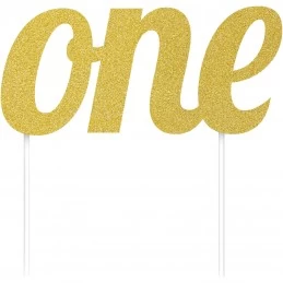 1st Birthday Gold One Glitter Cake Topper | Decorations Party Supplies