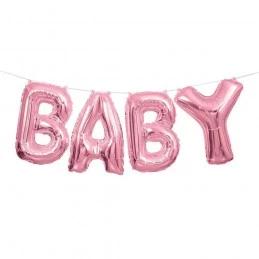 Pink Baby Foil Letter Balloon Banner | Baby Shower Balloons Party Supplies