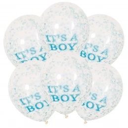 It's A Boy Baby Shower Confetti Balloons (Pack of 6) | Baby Shower Balloons Party Supplies