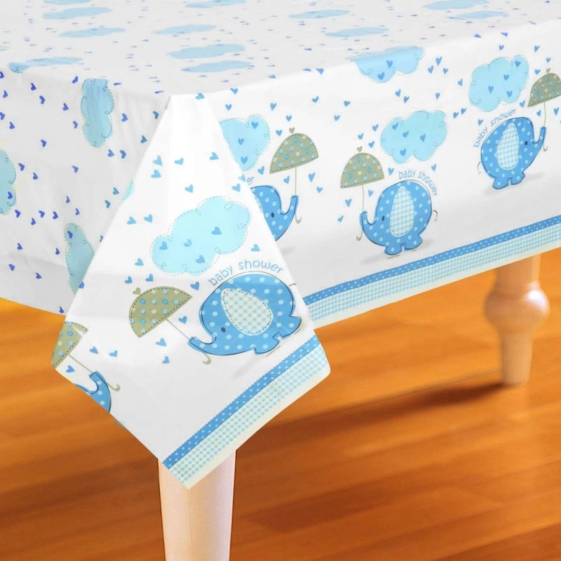 Blue Baby Elephant Plastic Tablecover | Blue Baby Elephant Party Supplies