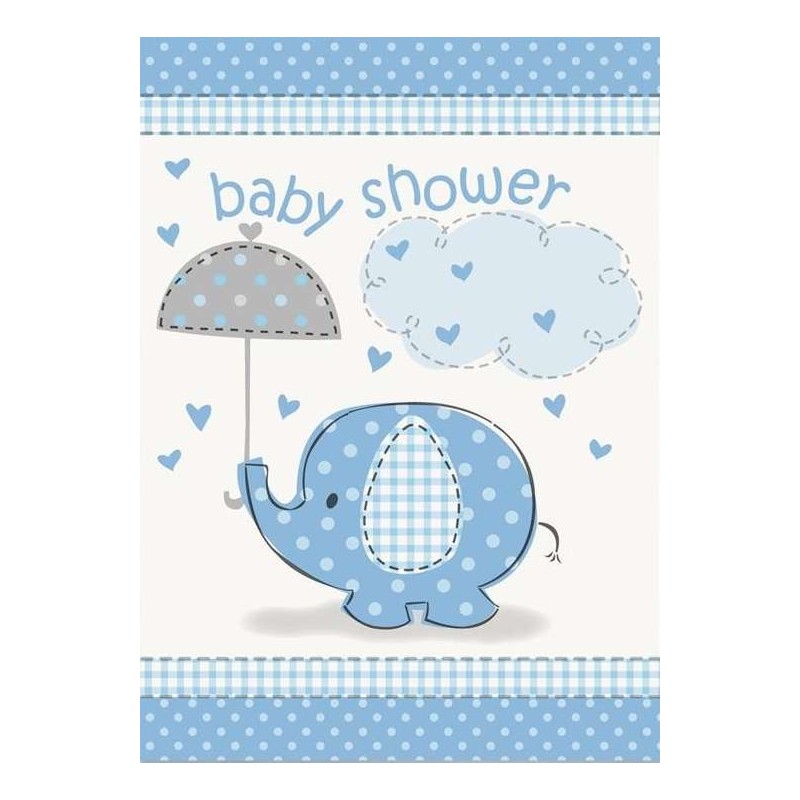 Blue Baby Elephant Baby Shower Invitations (Pack of 8) | Blue Baby Elephant Party Supplies