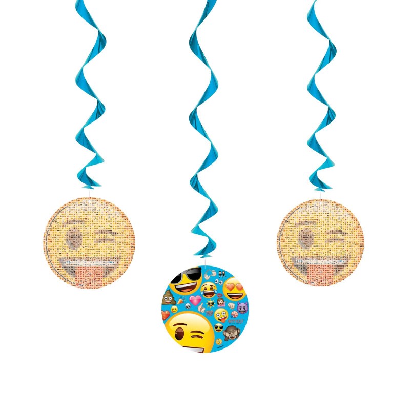 Emoji Swirl Decorations (Set of 3) | Emoji Party Supplies