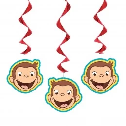 Curious George Swirl Decorations (Pack of 3) | Curious George Party Supplies