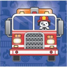 Flaming Fire Truck Small Napkins (Pack of 16) | Fire Engine