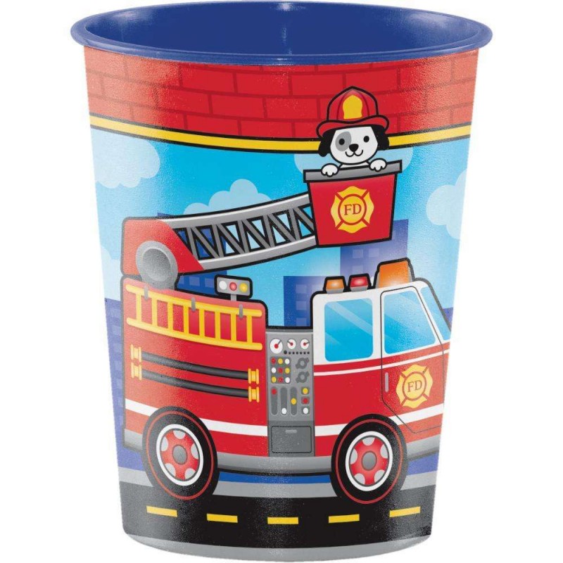 Flaming Fire Truck Plastic Cup | Discontinued Party Supplies