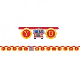 Flaming Fire Truck Birthday Banner | Fire Engine Party Supplies