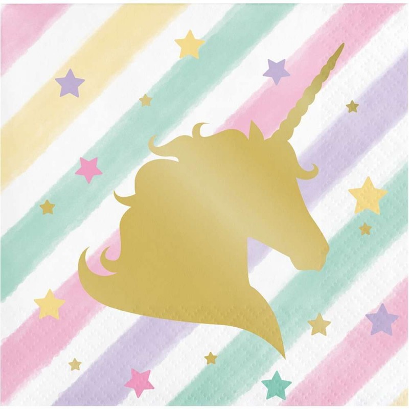 Unicorn Sparkle Small Napkins (Pack of 16) | Unicorn Party Supplies